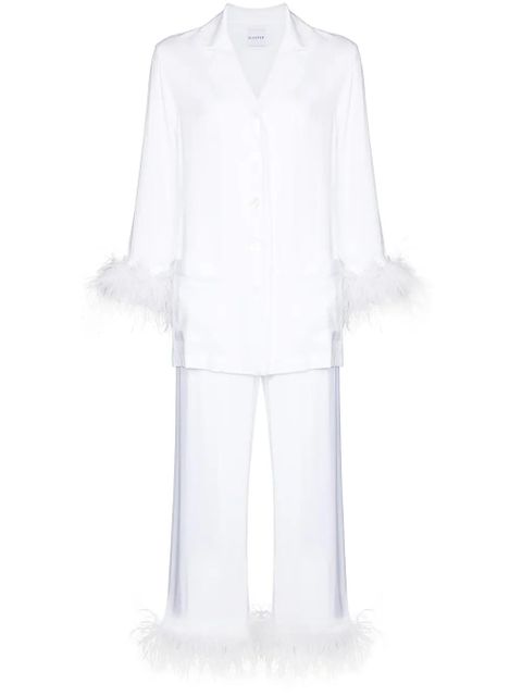 Sleeper feather-trim two-piece pyjama - White - zdjęcie produktu nr 1