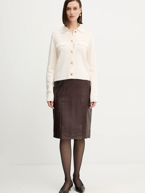 Morgan kardigan z domieszką wełny damski kolor beżowy lekki MIMDIE