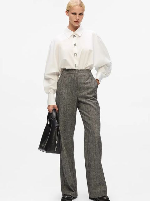 Karl Lagerfeld koszula bawełniana damska kolor biały relaxed z kołnierzykiem klasycznym A4W11022