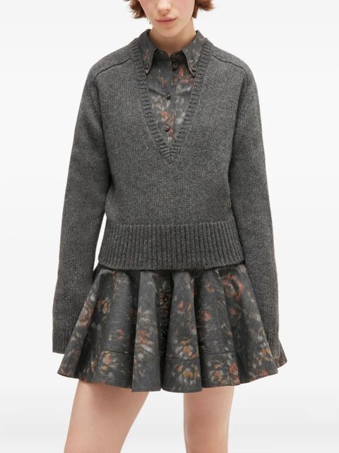 GANNI deep V-neck sweater - Grey