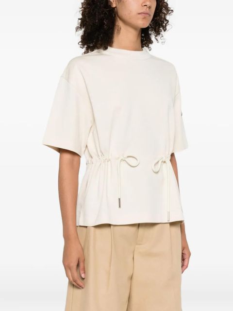 Moncler drawstring-waist cotton T-shirt - Neutrals