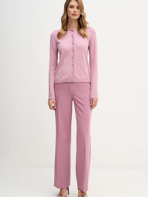 Sisley spodnie damskie kolor różowy proste high waist 4KVXLF02I - zdjęcie produktu nr 2