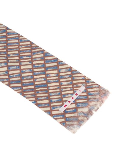 Marni double-sided frayed scarf - Blue