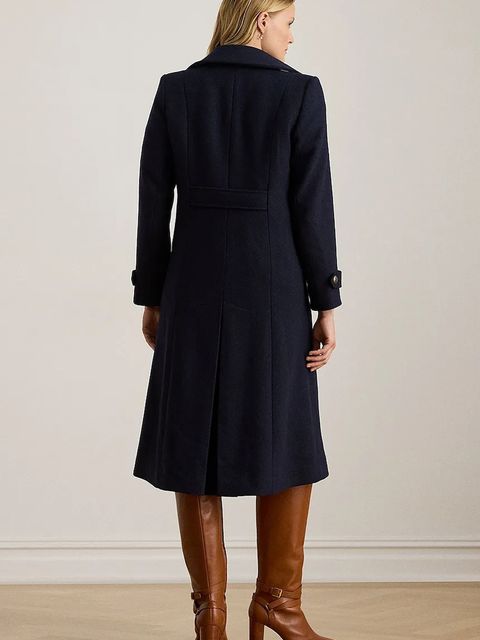 Lauren Ralph Lauren płaszcz z dodatkiem wełny kolor granatowy 297P04150