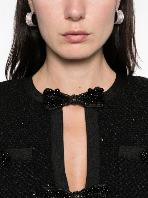 Self-Portrait sequinned short-sleeve top - Black