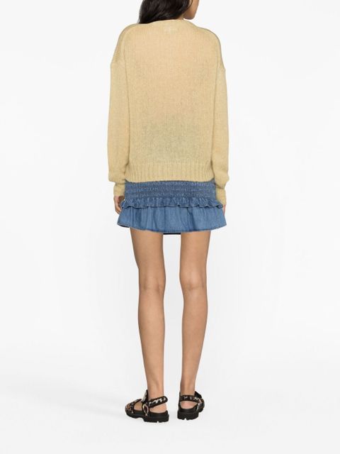 GANNI logo-embroidered knitted jumper - Neutrals