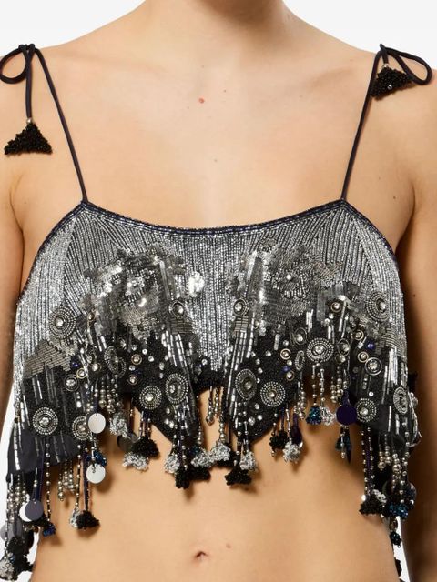 ISABEL MARANT Liwane sequin-embellishment silk top - Silver