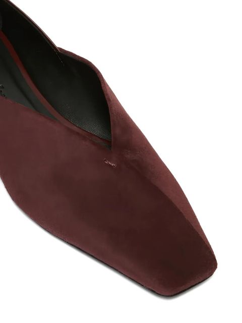 Max Mara square-toe suede ballet flats - Red