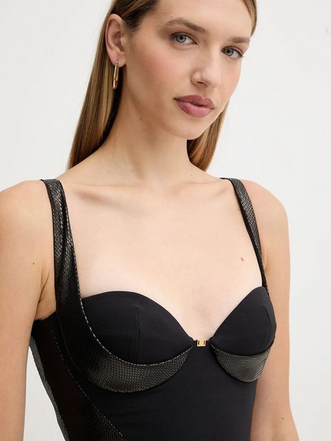 Elisabetta Franchi sukienka kolor czarny midi dopasowana AB83857E2