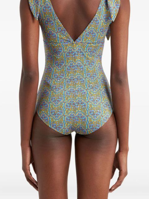 ETRO printed tie-shoulder swimsuit - Blue