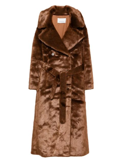The Frankie Shop Joni belted faux fur maxi coat - Brown - zdjęcie produktu nr 1