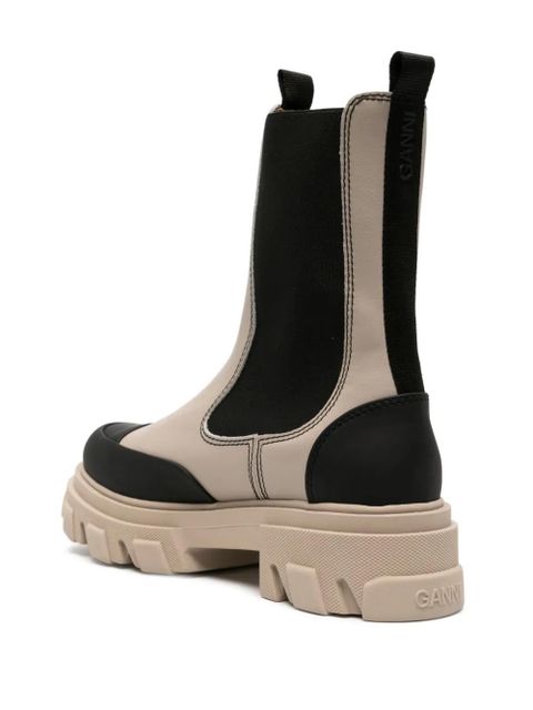 GANNI Cleated faux-leather chelsea boots - Neutrals