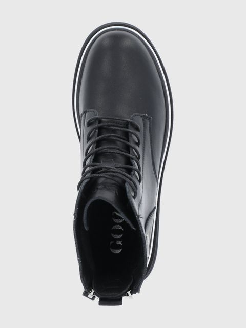 GOE Botki skórzane damskie kolor czarny na płaskim obcasie - zdjęcie produktu nr 2