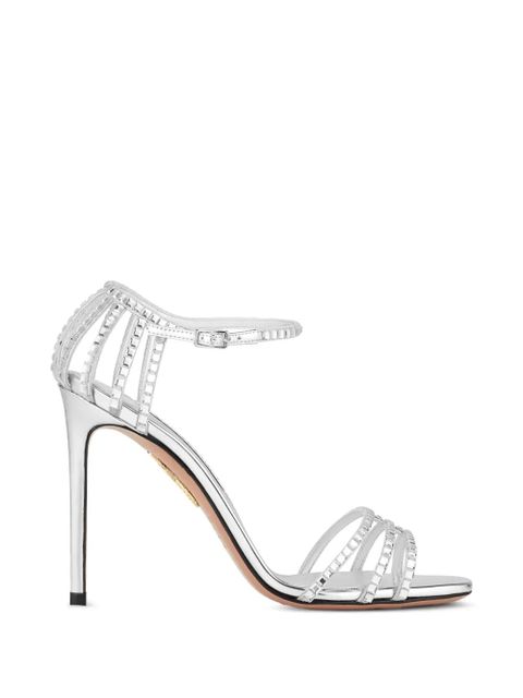 Aquazzura Sensation Crystal heeled sandals - Silver - zdjęcie produktu nr 1