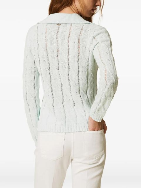 TWINSET polo-collar cable-knit sweater - Green