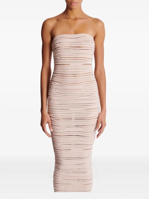 Balmain strapless knit midi dress - Neutrals