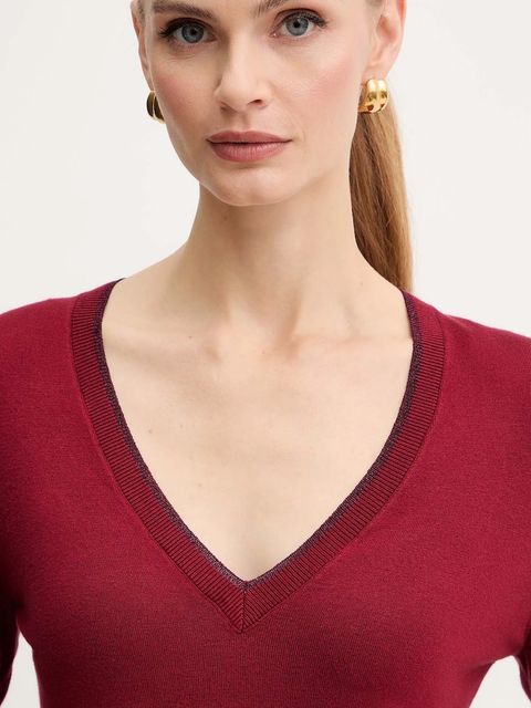 Liu Jo sweter damski kolor bordowy lekki MF5227 MS49I - zdjęcie produktu nr 2