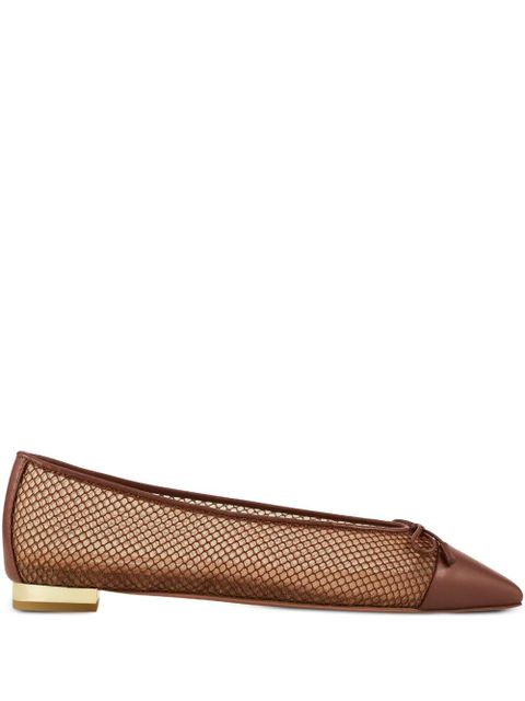 Aquazzura Gioia mesh-panelled bow flats - Brown - zdjęcie produktu nr 1