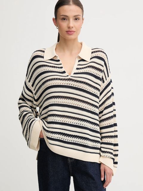 Tommy Hilfiger sweter damski kolor beżowy lekki WW0WW46524 - zdjęcie produktu nr 1