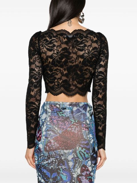 Rabanne floral-lace cropped top - Black
