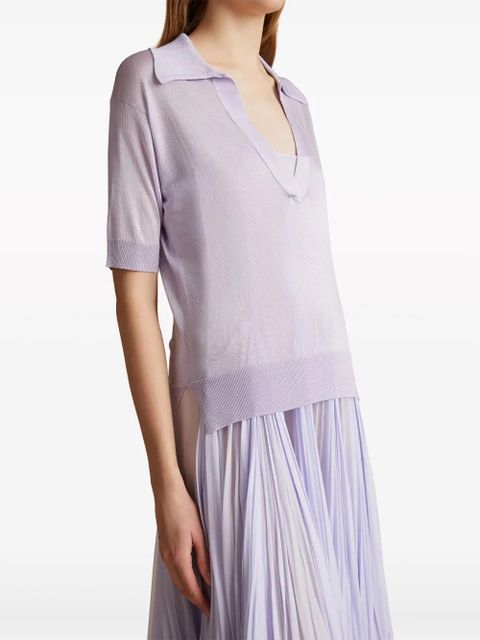 KHAITE The Julita V-neck polo top - Purple
