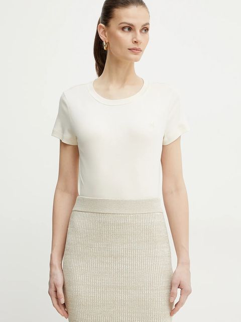 Marella t-shirt bawełniany LANGUE damski kolor kremowy 2513971025200 - zdjęcie produktu nr 1