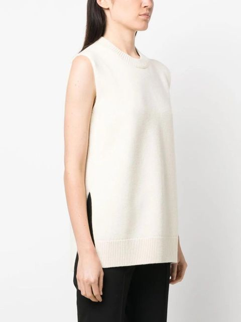 Jil Sander cashmere wool blend knit vest - White