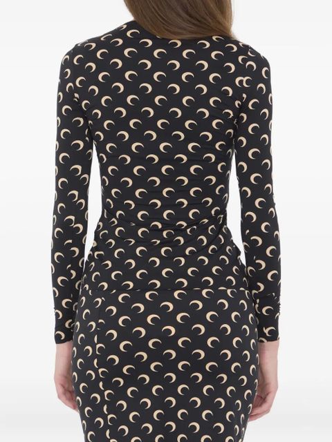 Marine Serre Crescent Moon-print long-sleeve top - Black