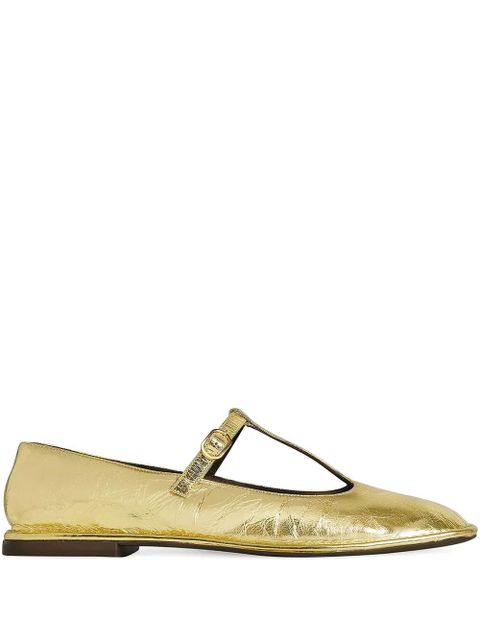 The Row T-strap square-toe ballet flats - Gold - zdjęcie produktu nr 1