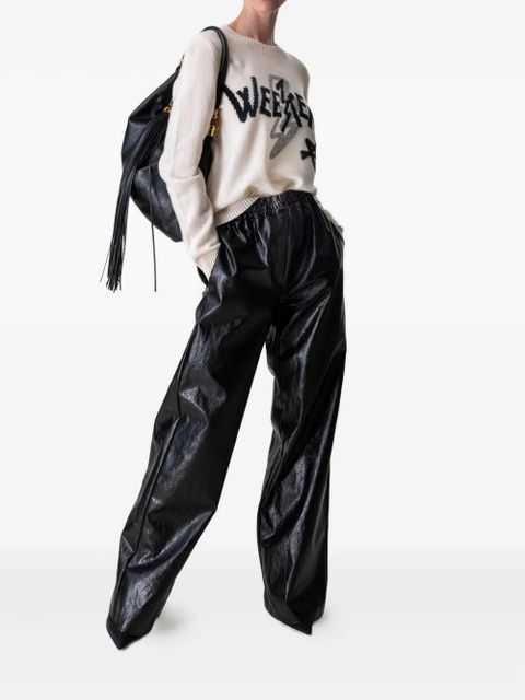 Max Mara Plutone elastic-waist leather-effect trousers - Black