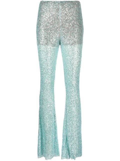 Self-Portrait sequin-embellished mesh trousers - Blue - zdjęcie produktu nr 1
