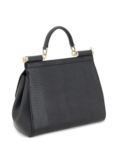 Dolce & Gabbana large Sicily iguana-print top-handle bag - Black