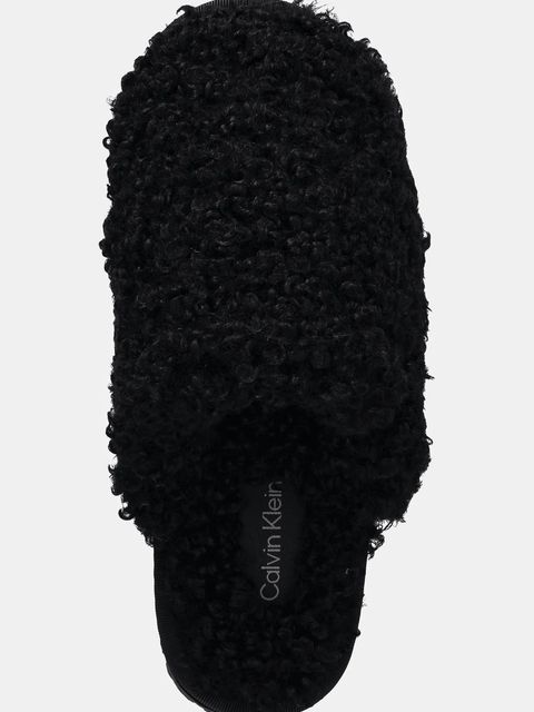 Calvin Klein kapcie CLOSE SLIPPER FUR kolor czarny YW0YW01975
