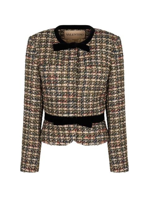 Valentino Garavani bow-belt tweed jacket - Neutrals - zdjęcie produktu nr 1