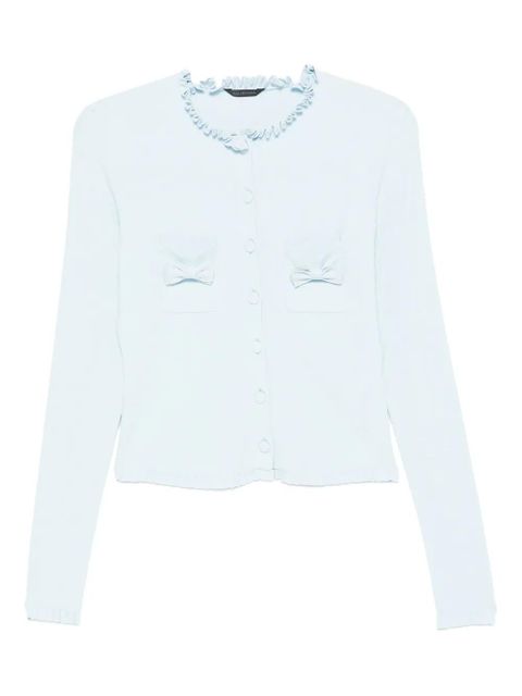 Balenciaga ruffle trim bow cardigan - Blue - zdjęcie produktu nr 1