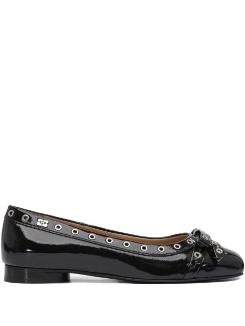 GANNI leather ballerina shoes - Black