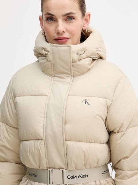 Calvin Klein Jeans kurtka kolor beżowy zimowa LV047D507G