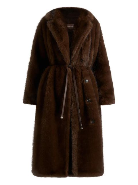 Manière De Voir Bria faux fur belted coat - Brown - zdjęcie produktu nr 2