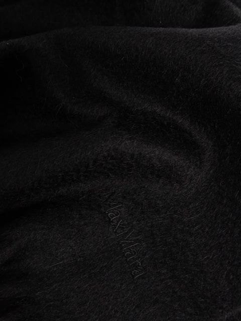 Max Mara embroidered-logo fringed wool scarf - Black
