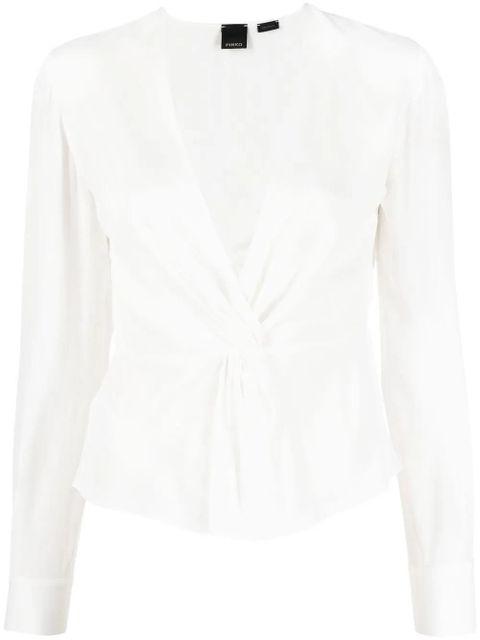PINKO twisted V-neck blouse - White - zdjęcie produktu nr 1