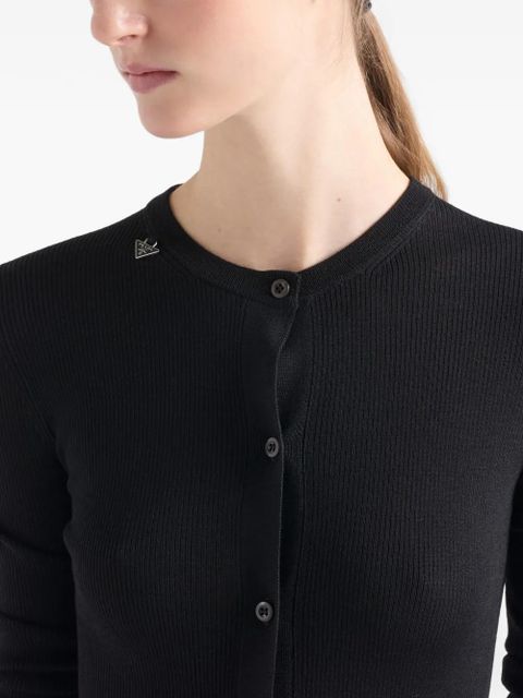 Prada ribbed buttoned cardigan - Black