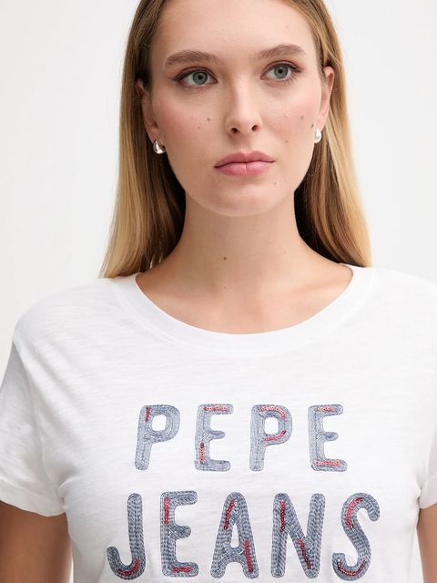 Pepe Jeans t-shirt bawełniany damski kolor biały PL5000045