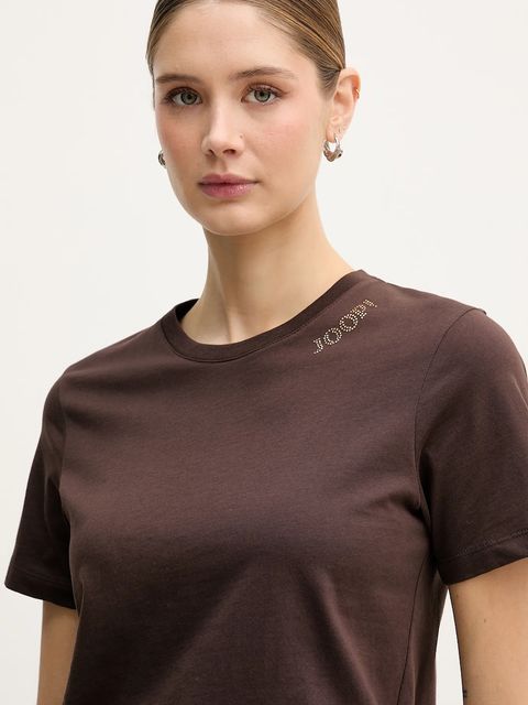 Joop! t-shirt bawełniany damski kolor brązowy 30048474