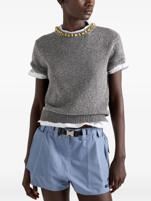 Prada round-neck ribbed sweater - Grey