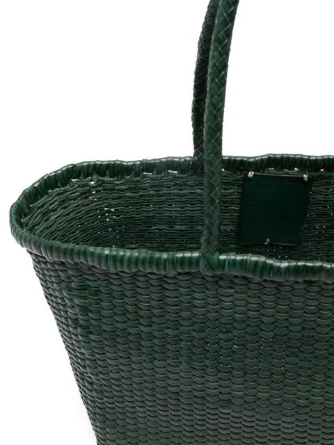 DRAGON DIFFUSION big B Weave woven top-handle tote bag - Green