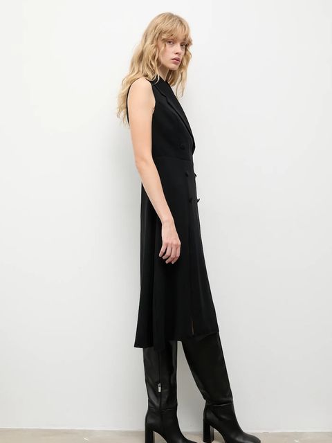 Answear.LAB sukienka kolor czarny midi prosta