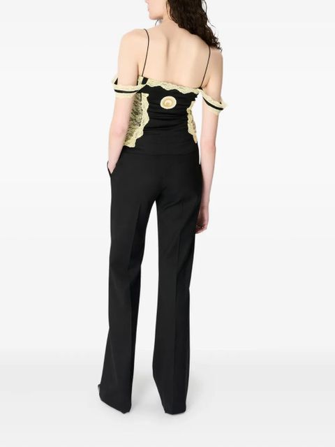 Marine Serre lace-trimmed satin top - Black - zdjęcie produktu nr 2