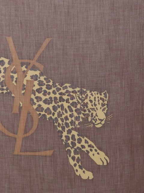Saint Laurent Cassandre leopard-print scarf - Brown - zdjęcie produktu nr 2