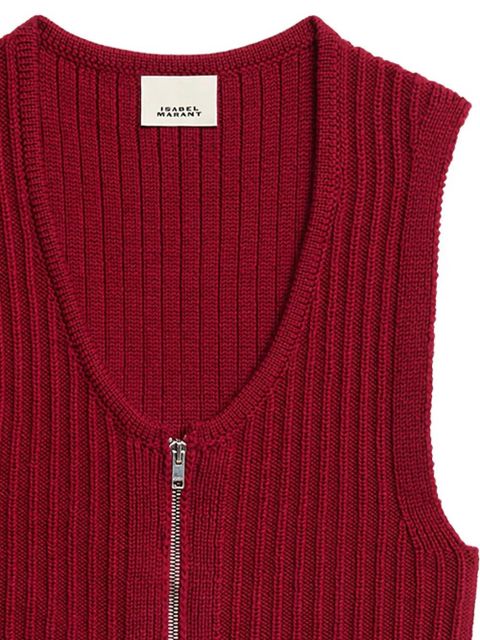 ISABEL MARANT Devima ribbed zip-front top - Red - zdjęcie produktu nr 2