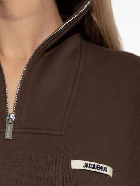 Jacquemus logo-patch half-zip sweatshirt - Brown